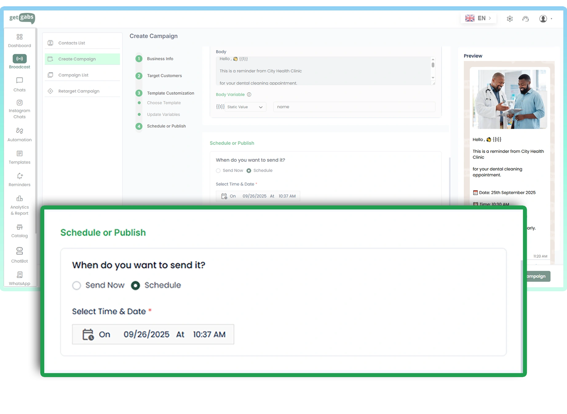 Schedule or Publish Your Broadcast