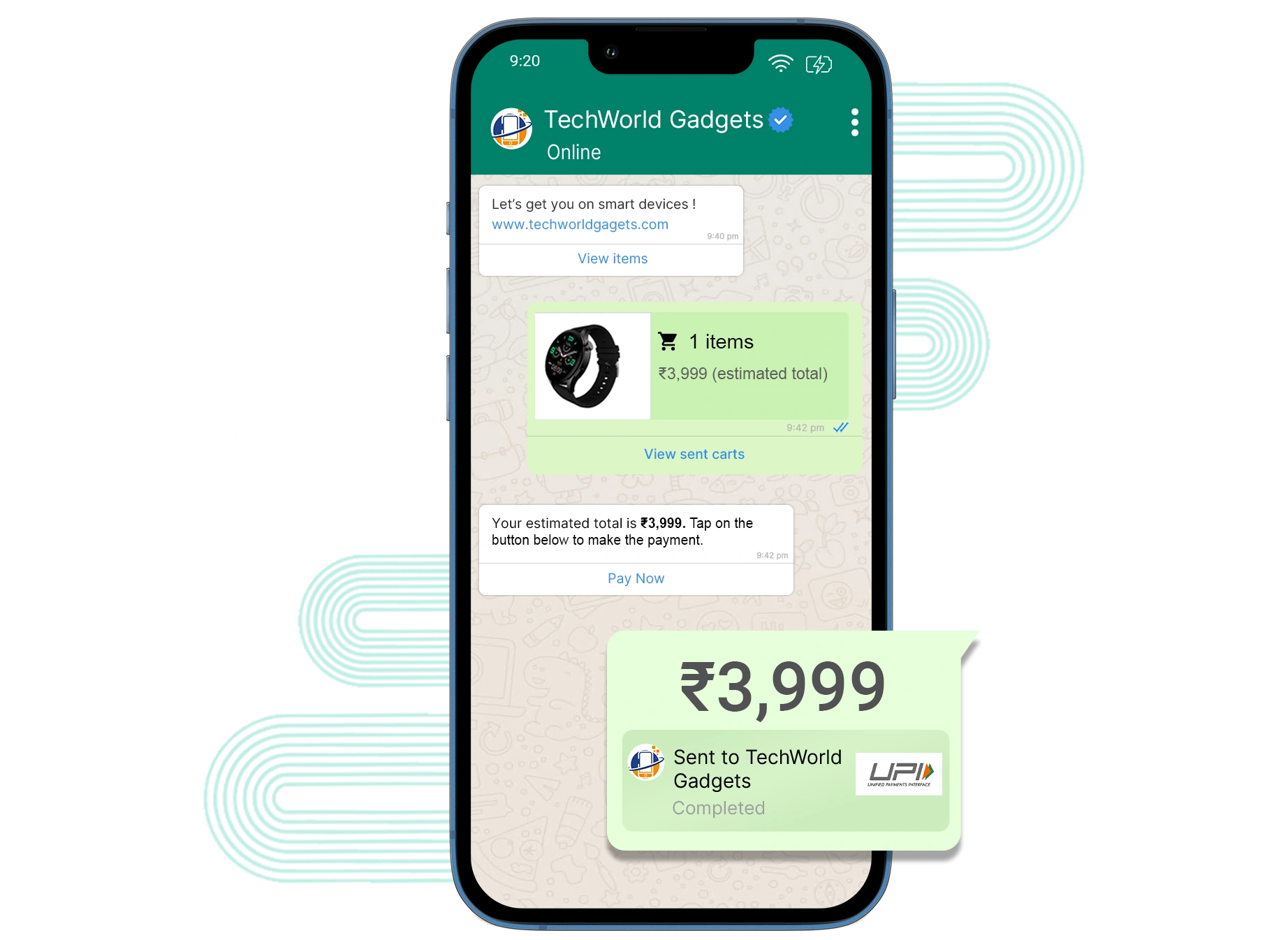 Pay Securely Within WhatsApp