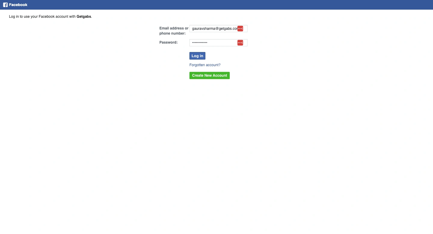 Login Facebook Account