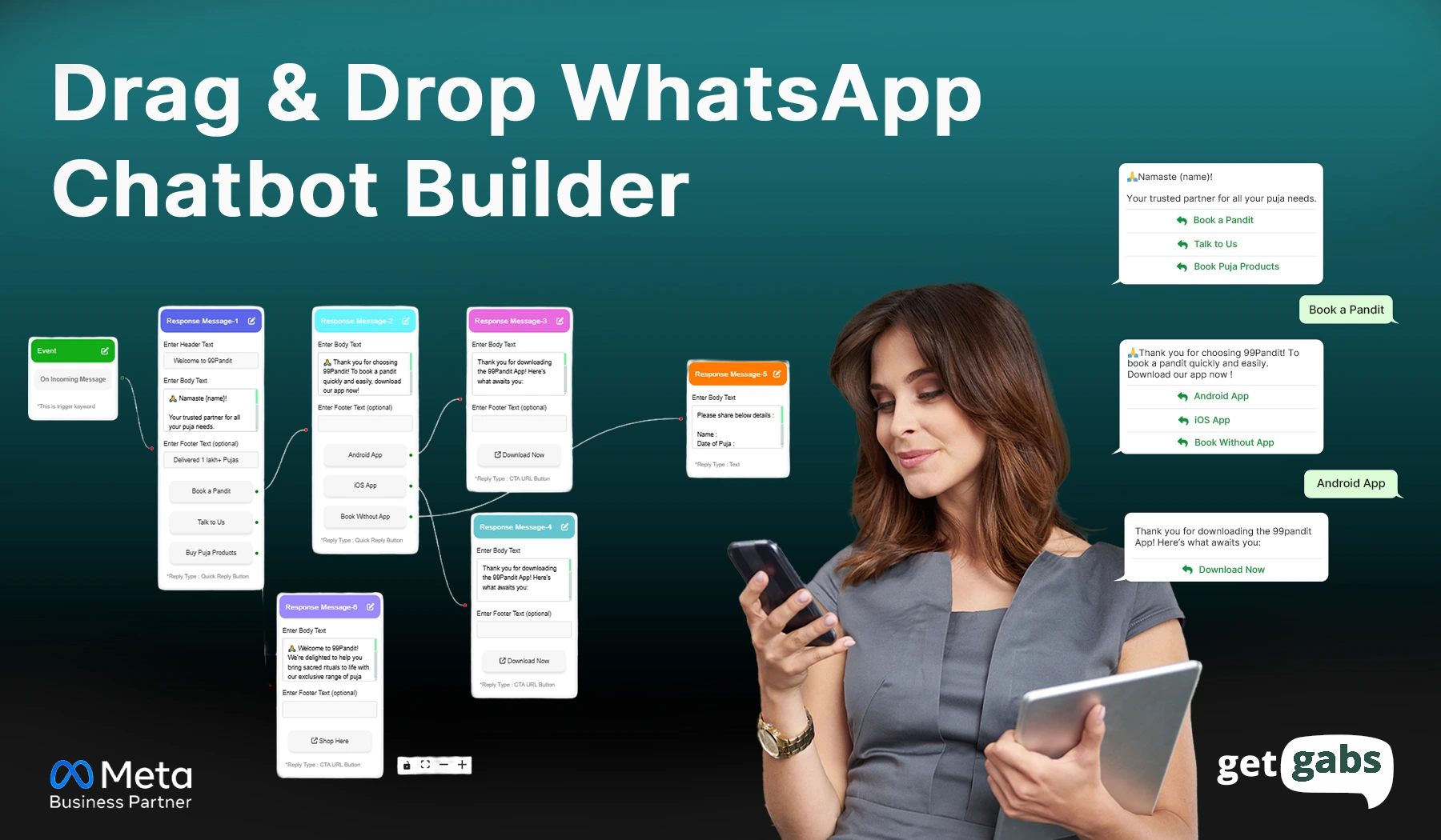 Drag and drop Whatsapp Chatbot builder