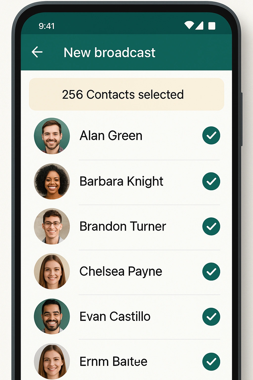 Select contacts (Max. 256)